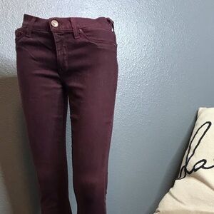 Hudson burgundy Juliette refine super skinny jeans with zippered leg size 28